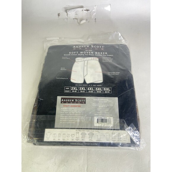 Andrew Scott Basics 3 Pack Woven Boxer Shorts Underwear Mens Size 5XL 58-60 VTG - Picture 5 of 6